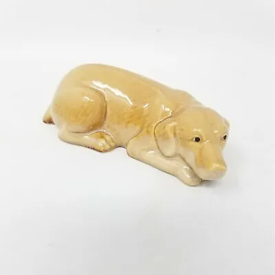 Vintage Golden Retriever Figurine Ceramic Dog Glazed Laying Down 5.5  Miniature • $5