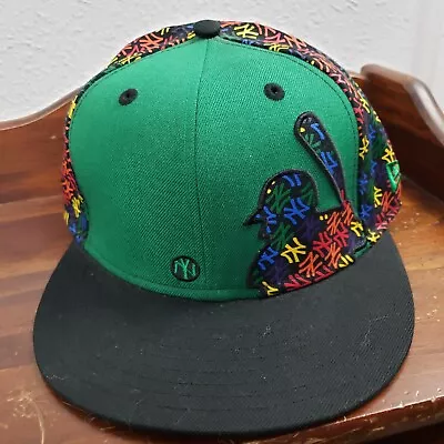 VINTAGE New York Yankees Hat Cap 7 1/4 Green New Era Fitted Mens AOP Logo • $29.99