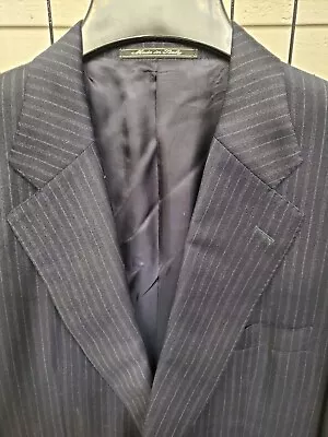 Ermenegildo Zegna Mens Two Button Pinstriped Blazer Jacket Wool Cashmere 40S • $2.25