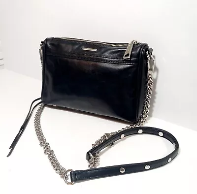 Rebecca Minkoff Mini MAC Leather Crossbody Bag Black And Silver. • £27.99