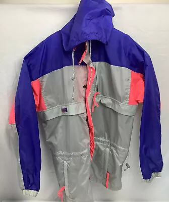 An Kou NOS Vintage 90’s Neon Colour Windbreaker Jacket Size:L Gray Blue And Pink • $52.87