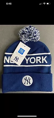 New York Yankees Beanie Knit Cap Hat Snow Winter Ski Logo Cap Blue GA 9/6 2023 • $10