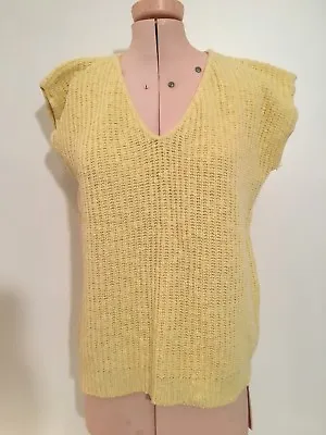 Cross-Country Knit Vintage Yellow Sleeveless V-Neck Textured Sweater USA S/M • $20