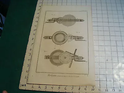 Original Engraving 1760's 10 1/2 X 16  Sonnerie Des Heures De L'horlage Horizont • $54.86