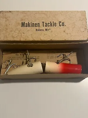 Vintage Fishing Lure-Makinen Tackel Holi-Comet Wood Original Box Instructions • $40