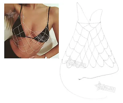 £5.06 • Buy Women Bra Bikini Beach Harness Necklace Waist Belly Body Chain Jewelry Silver