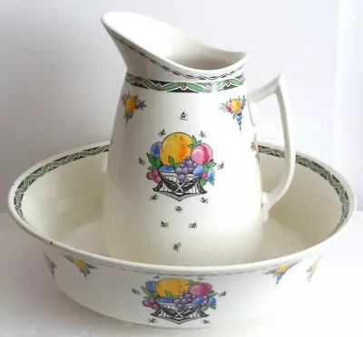 Lovely Antique Art Nouveau Mintons England Pitcher & Bowl Washbasin Fruit Design • $135.99