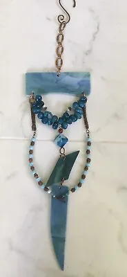 Vintage Necklace Blues & Stained Glass Mobile • $55