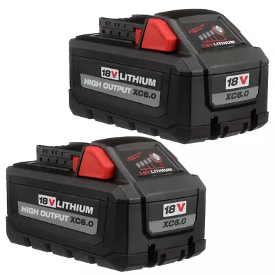 For Milwaukee M18B6 X2 *TWIN PACK* 18v 6.0Ah Li-ion Batteries - New Uk Stock • £32.92