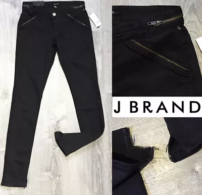 New J BRAND Women's Skinny Jeans Ripped Chrome Leg Opening / Zippers Size 24 • £24.10