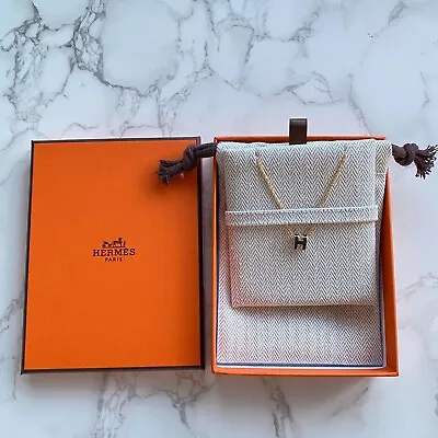 $750 • Buy New In Box Authentic Hermes Mini Pop H Pendant Necklace Accessory Vert Cypres