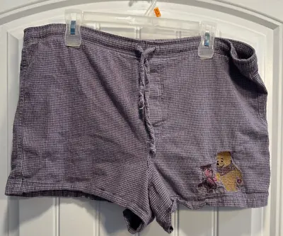 Vtg Disney Store Winnie Pooh Piglet Pajama Shorts Purple Lavender Embroidered M • $7.77