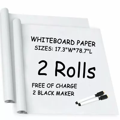 2 Roll White Chalkboard Paper - Whiteboard Vinyl Paper Removable Bulletin Wal... • $16.76