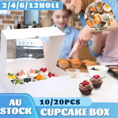 2/4/6/12holes Cupcake Box Cases Clear Window Cupcake Display Boxes Muffin Cup AU • $23.59