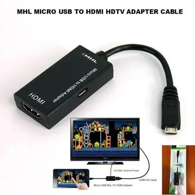 2M MHL Micro USB To HDMI Adapter Cable 11-Pin For Samsung Galaxy S7 S9 S8 Plus • £5.51