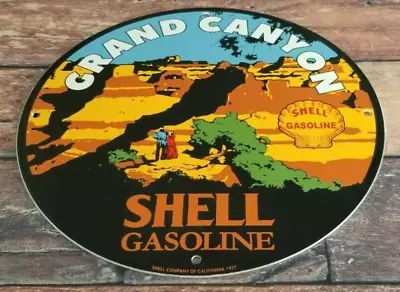 Vintage Shell Gasoline Porcelain Grand Canyon Service Station Pump Plate Sign • $117