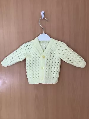 Lemon Hand Knitted Baby Cardigan - Size 0-3 Months • £6.50