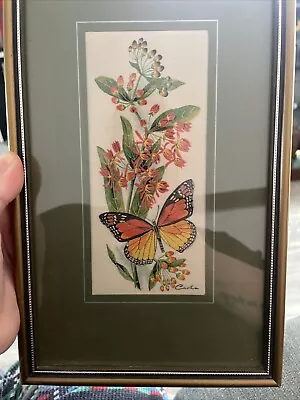 Woven Silk Picture - Orange Butterfly Monarch Butterfly J&J Cash Of Coventry • £20