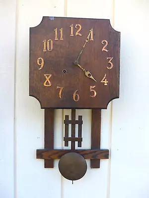 Arts & Crafts.Mission Oak Wall Clock-National Clock Co • $150