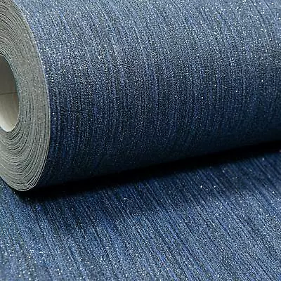 £1.49 • Buy Plain Dark Navy Midnight Blue Glitter Shimmer Textured  Crystal Vinyl Wallpaper