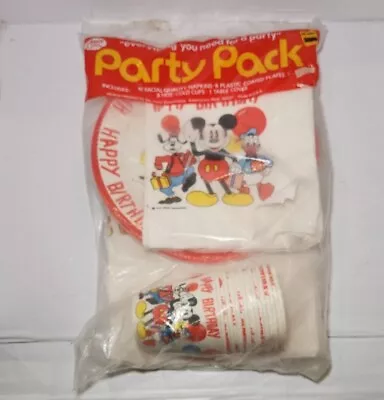 Vintage Beach Disney Mickey Mouse Birthday Party Plates Cups Napkins Tablecover • $15.99