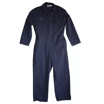 Workrite Jumpsuit Coveralls 50R Blue Work Wear Zip Snap Front Fire Resistant • $30