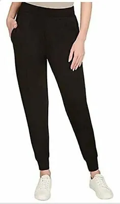 Matty M Essential Women's Jogger Elastic Waist 2 Pocket Stretch Black Size S • $14.95