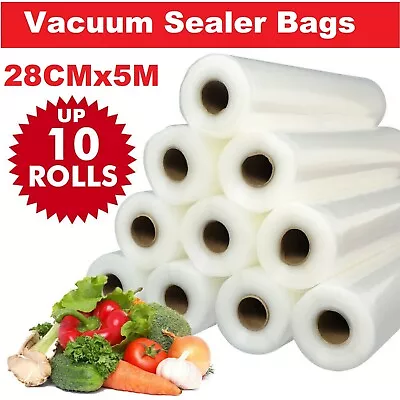 10x Rolls Vacuum Food Sealer Saver Bag Seal Storage Commercial Grade 28CMX5M AUS • $27.49