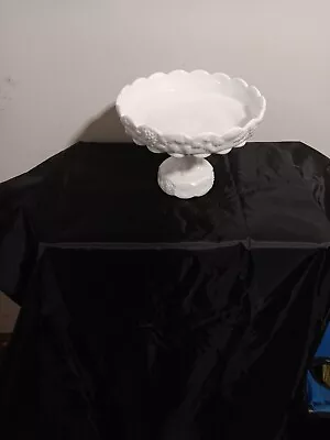 Westmoreland Paneled Grape Milk Glass Pedestal 9  Diameter Fruit Bowl • $22