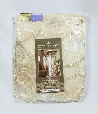Royal Velvet Ivory Beige Belgravia Sheer Rod Pocket Waterfall Valance 58 X38    • $29.99
