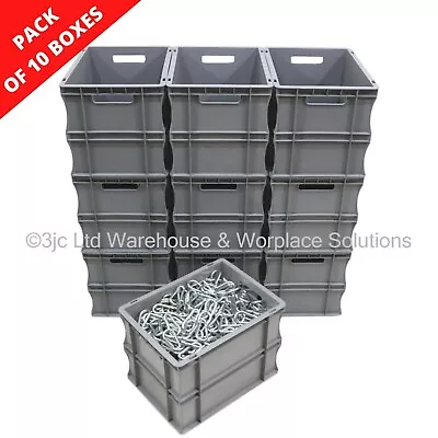 10 X 25 Litre Strong Grey Plastic Parts Storage Container Euro Boxes Box Bins • £124.80