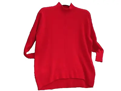 F&F Chili Red  100% Cashmere  Oversized Asymmetric Cape Jumper Turtle Neck • £24.95