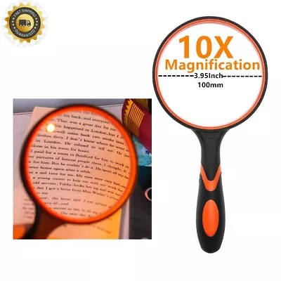 Dicfeos Magnifying Glass 10X Handheld Reading Magnifier - 100MM Large Magnifying • $10.99