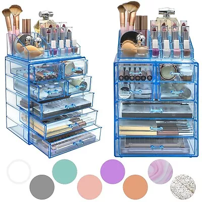 Acrylic Makeup Organizer Storage Box W/ 7 Clear Drawers For Jewelry & Cosmetics • $31.95