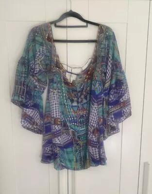 Camilla Women Silk Top Boho Summer Small Stunning  • $65