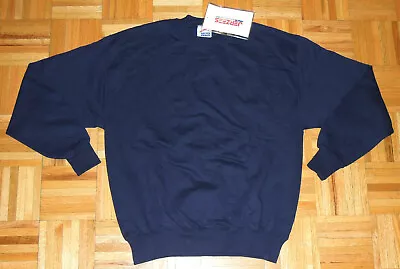 Sweatshirt Vintage 90s Plain Blank Normcore Jerzees Blue Ribbed SAMPLE Large NEW • $34.99