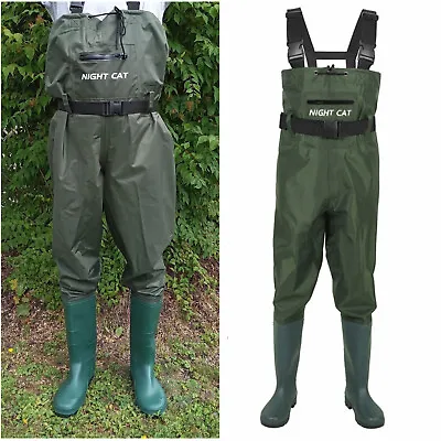 Waterproof Chest Waders Nylon 2-Ply Rubber Bootfoot 6-13 Size Hunting Fishing • $49.98