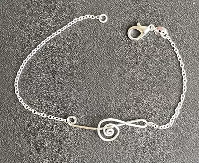 Musial Note Clef Pendant Bracelet .925 Sterling Silver  Chain 7.5  Music • $14.99