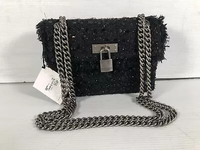 NWT Kurt Geiger Womens Black Beaded Sequin Double Chain Strap Small Shoulder Bag • $43