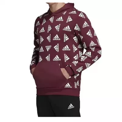 Adidas Men's All Over Print Fleece Hoodie Sweatshirt XL Maroon Classic Athletic • $32.99