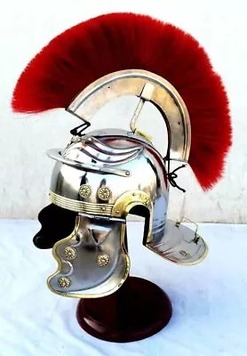 Armor Centurion Roman Medieval Helmet With Plume Red Color Wearable Helmet • £59.45