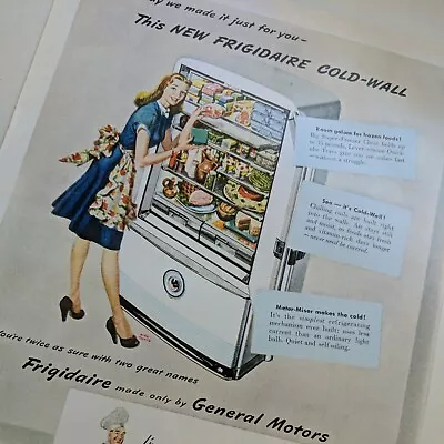 Vintage Frigidaire General Motors Cold Air Refrigerator Range 1947 Magazine Ad • $12.50