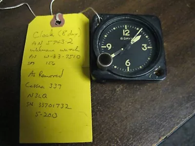 WWII Wakmann 8 Day Aircraft Clock Us Military WW2 AN  5743-2 Running • $300