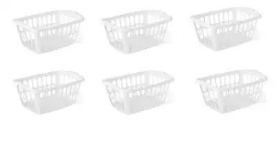 Modern 1.5-Bushel Rectangular Plastic Laundry Basket White 6 Pack • $25.92