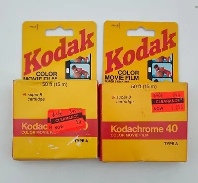 2 NOS Kodachrome 40 Color Movie Film Super 8 Cartridge Type A KMA Exp 04/1993 • £32.92