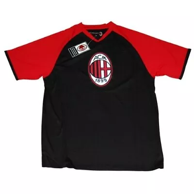 Officially Licensed AC MILAN Men's T-shirt  100% Polyester  V-Neck Football Top • £14.99