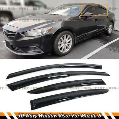 Jdm 3d Wavy Smoked Window Visor Vent Shade Rain Guard For 14-2021 Mazda 6 Sedan • $27.95