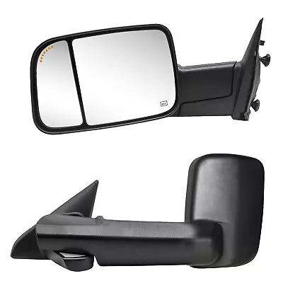 Pair Towing Mirrors For 09-18 Dodge Ram 1500 2500 3500 Power Heated Arrow Sensor • $150.35