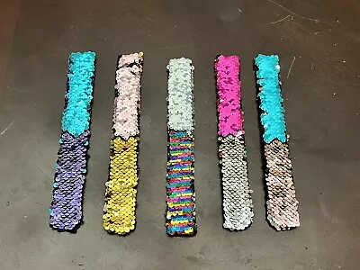 5 Psc/Set Kids Reversible Mermaid Sequin Bracelet Snap Wristband Jewellery Gifts • $5