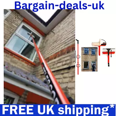 £14.69 • Buy Extra Long Window Cleaning Kit Extendable Telescopic Squeegee Glass Cleaner-Pole